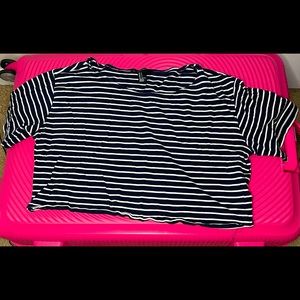 Navy blue & white stripes crop top